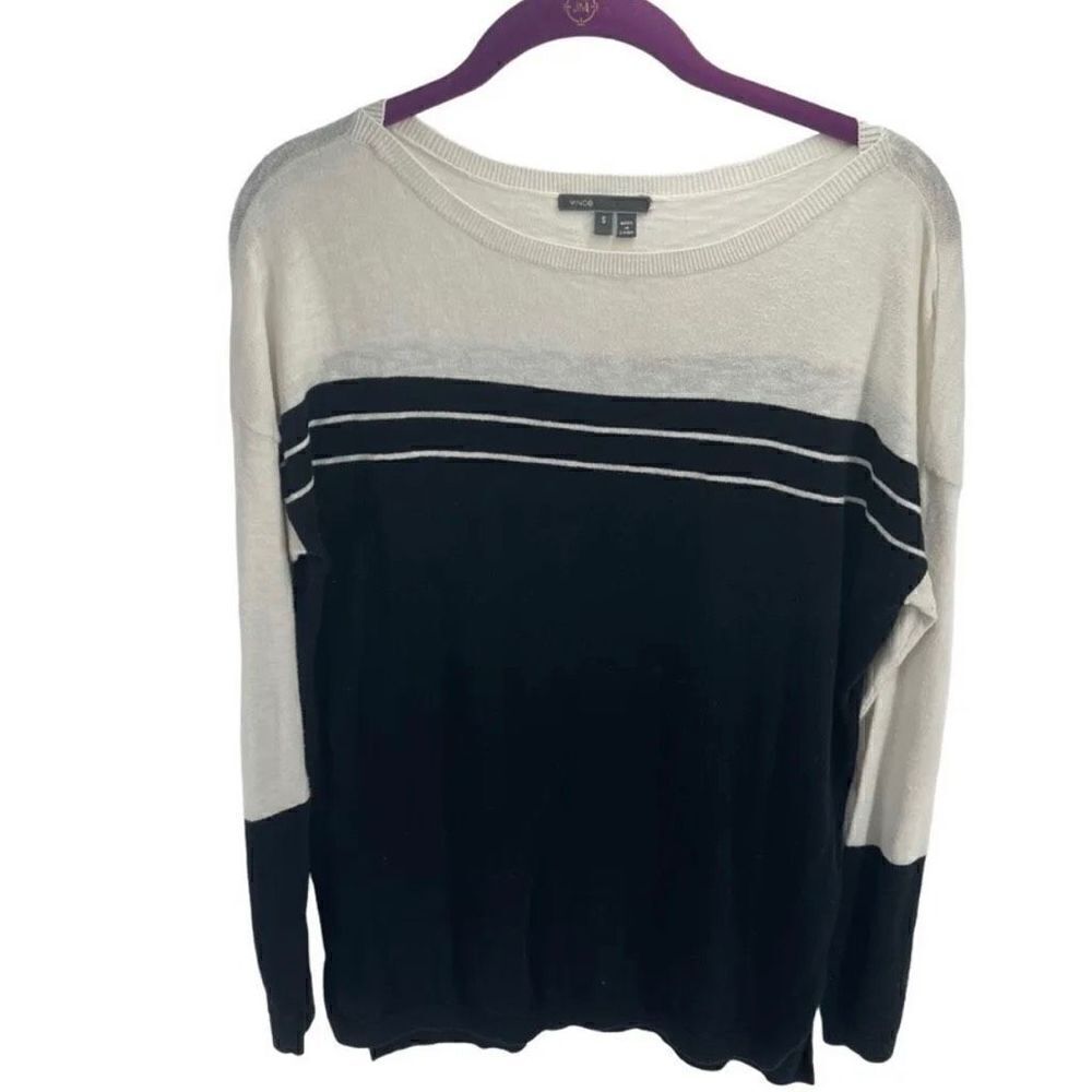 Vince black white striped lightweight sweater small